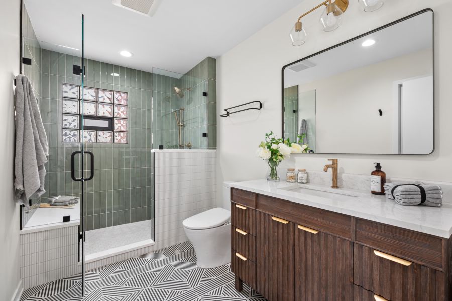 Three Plumbing Fixture Hallway Bathroom