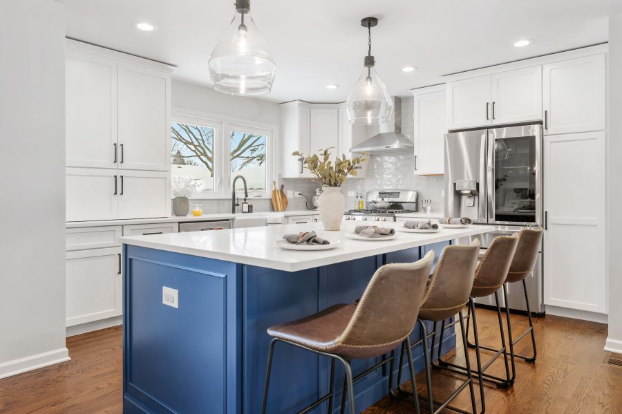 Arlington Heights White and Navy Blue Kitchen
