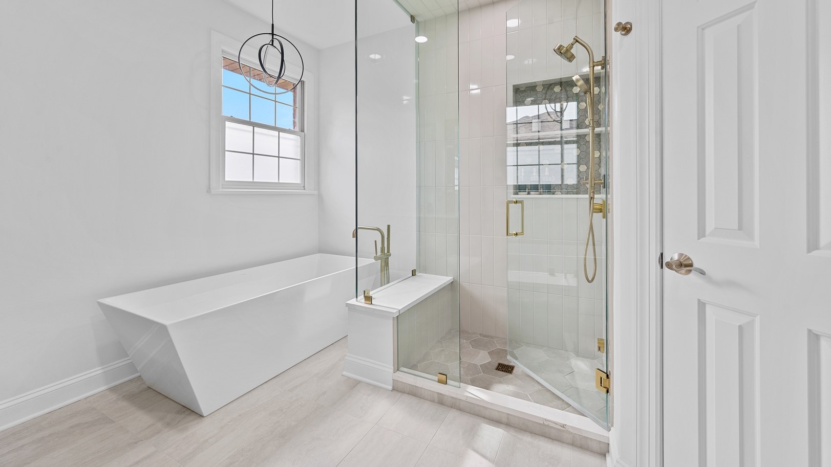 Large, white bathroom remodel in Glenview, IL by 4Ever REmodeling