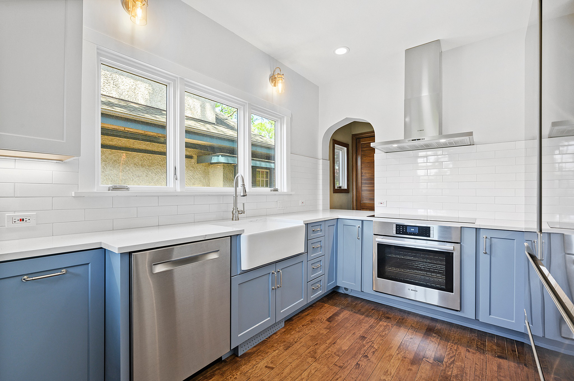 Des Plaines Kitchen with White and Blue Cabinets