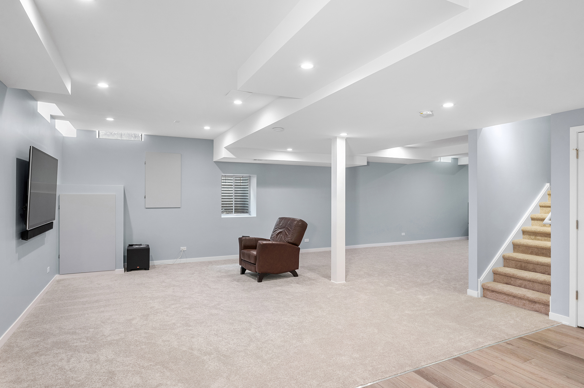 New Palatine Basement with Carpet and LVT Tile 