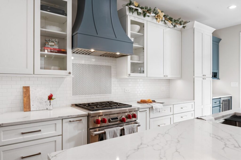 Newly remodeled, white kitchen