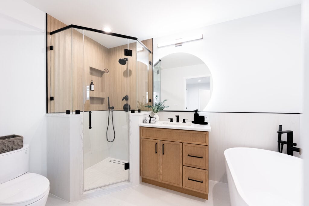 single bathroom vanity with sink white wall and sink with brown cabinets