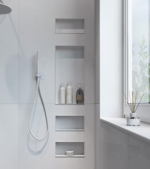 new shower white tiles