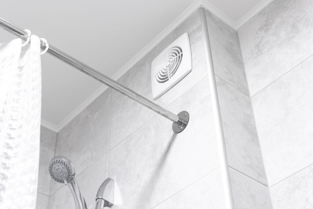 adding a bathroom to a basement Bathroom ventilation fan in modern interior design apartment