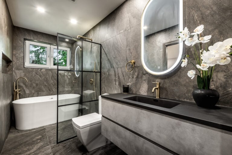 basement with new bathroom remodeling